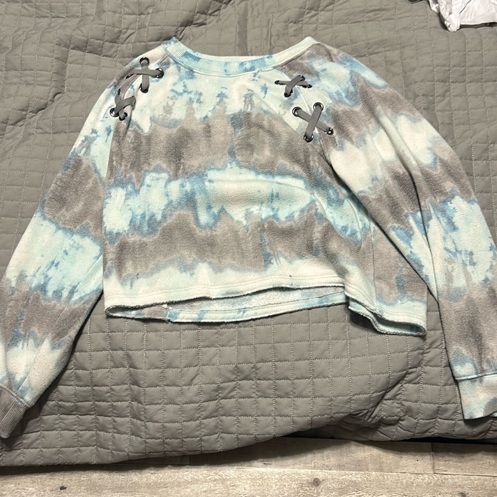 Justice, active blue and gray sweater